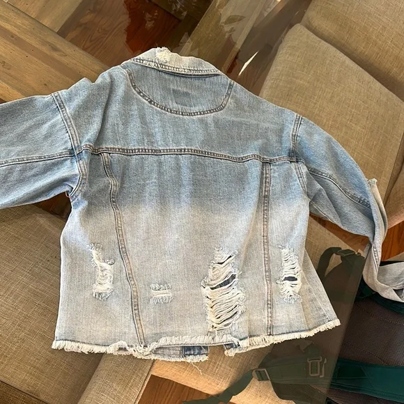 Distressed Light Blue Denim Jacket - Picture 8 of 10